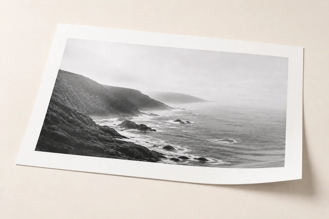 Materialdarstellung eines matten Fine-Art-Prints
